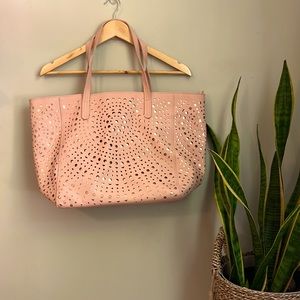 Blush Faux Leather Pebbled Tote